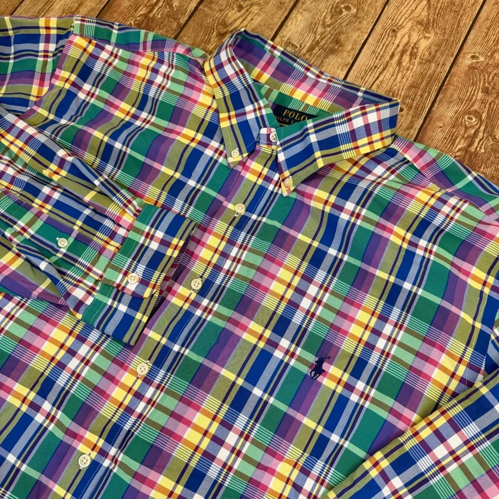 Polo Ralph Lauren Performance Shirt Mens 3XB Multicolor Plaid Classic Fit NWT